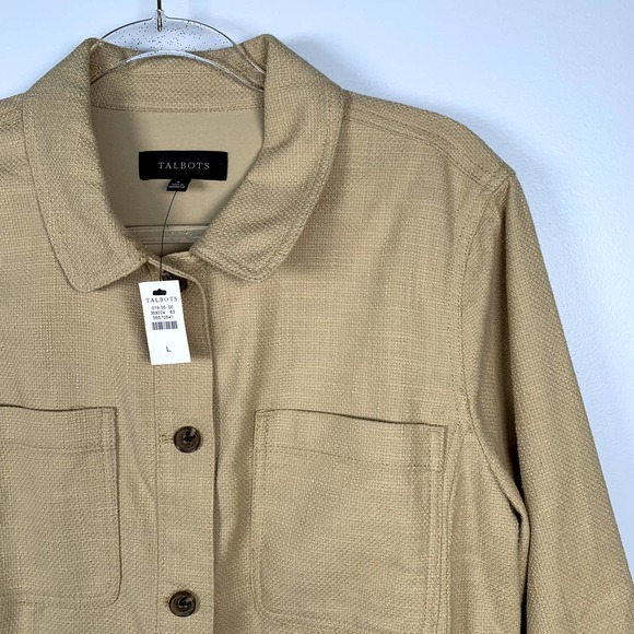 Talbots NWT Textured Sand Castle Color Cotton Shirt Jacket L - Picture 2 of 6